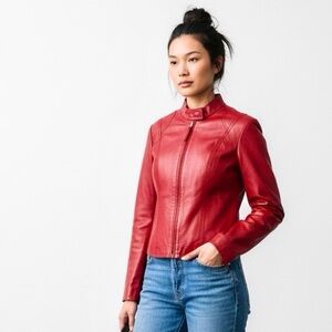 Vintage Never Worn Lipstick Red Leather Jacket